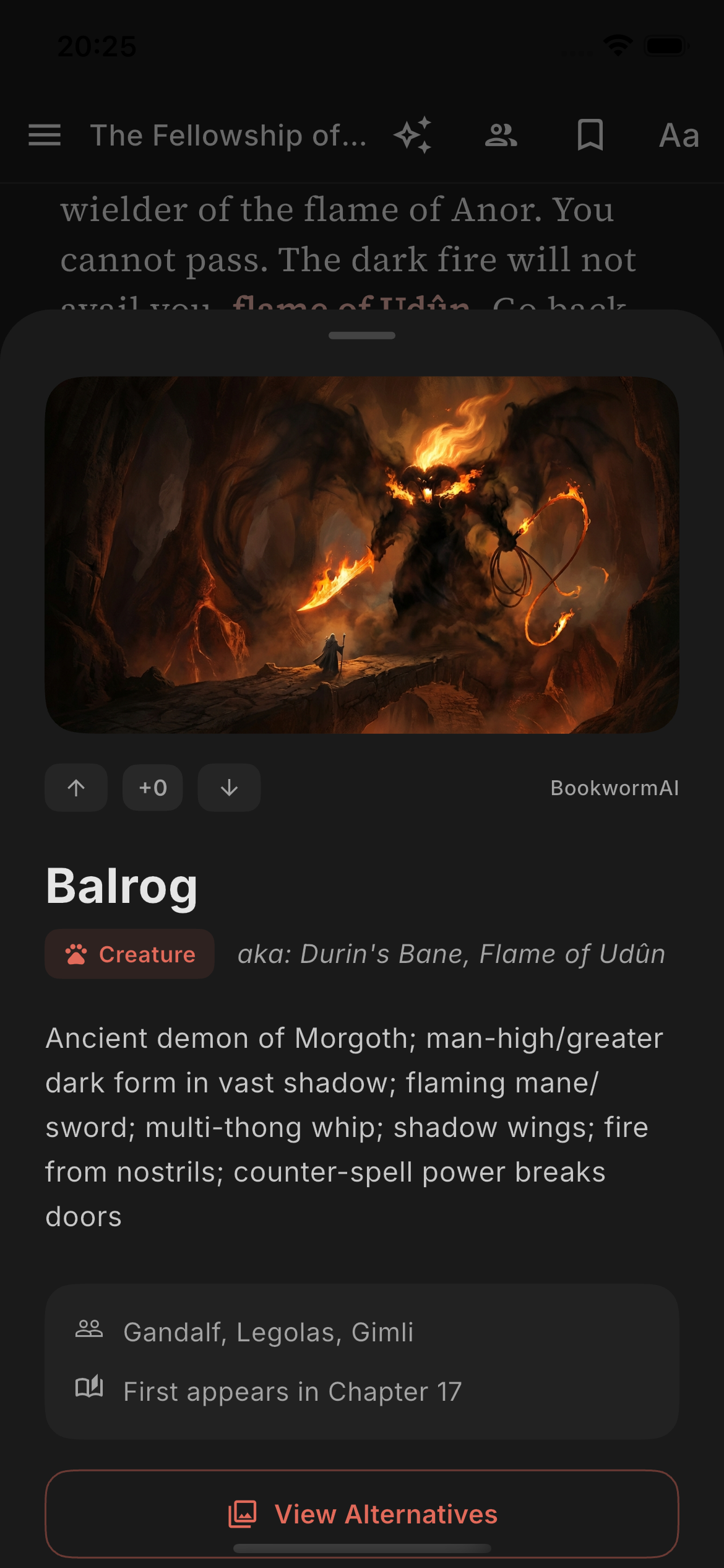 Expanded character card sheet in Bookworm