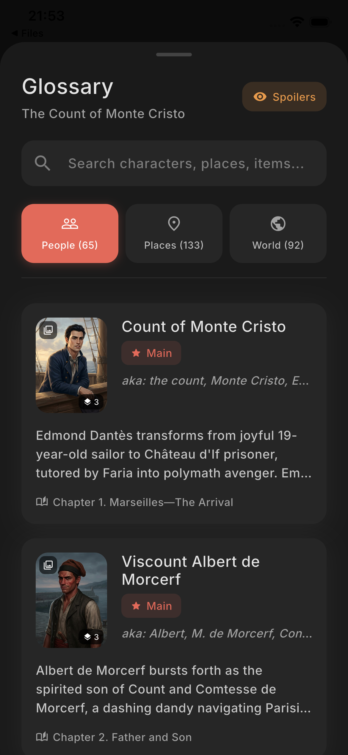 Glossary search screenshot